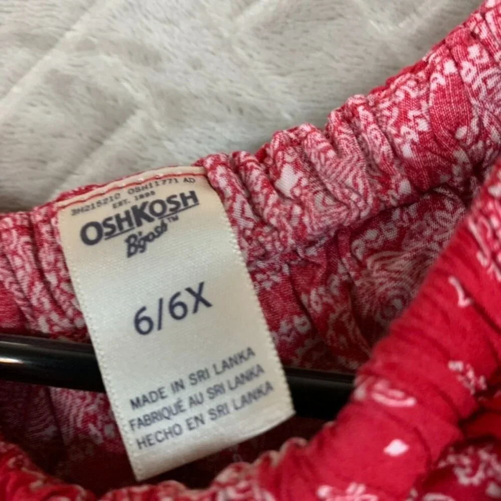 Oshkosh B'gosh Girls 6 Tank Top Red Paisley Bandana Ruffle A Line